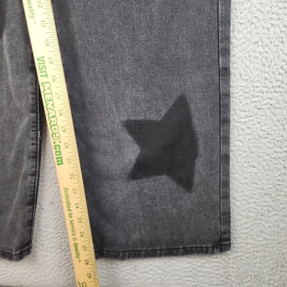 Women's High Waisted Wide Leg Baggy Denim Jeans 28x28 Stars Black Grunge Skate - Picture 4 of 10
